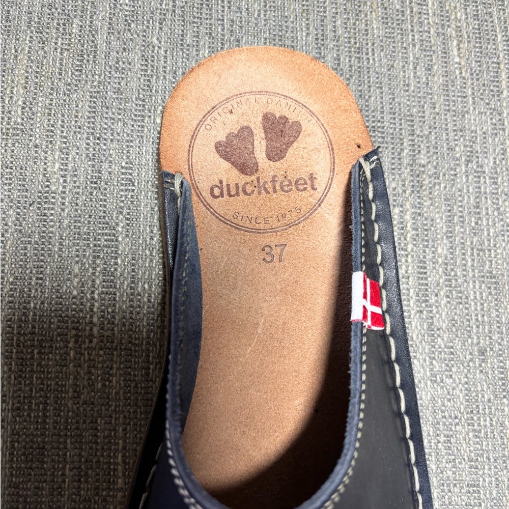 Navy Leather Women’s Duckfeet Mules size 37 - Picture 4 of 4